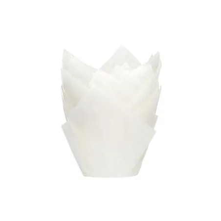 Stampi per cupcake tulipani bianchi, 36 pezzi