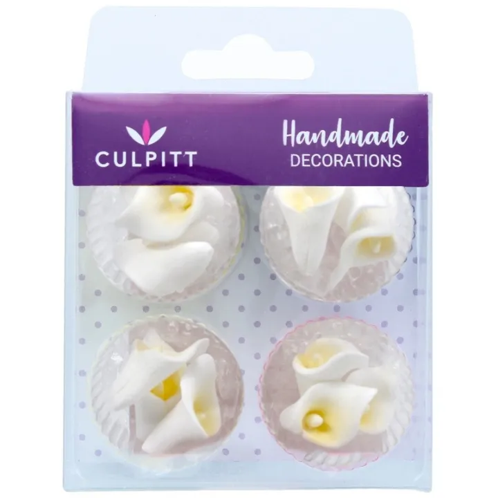 Décoration en sucre petites fleurs de callas, 12 pièces