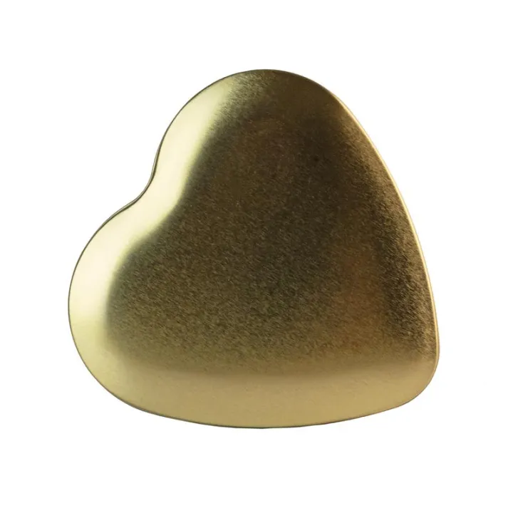 Gold heart cookie tin, 123 x 120 x 30 mm