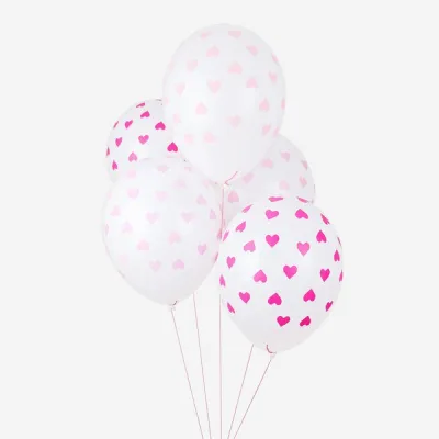 Ballon mit Rosa Herzen, 5 Stück