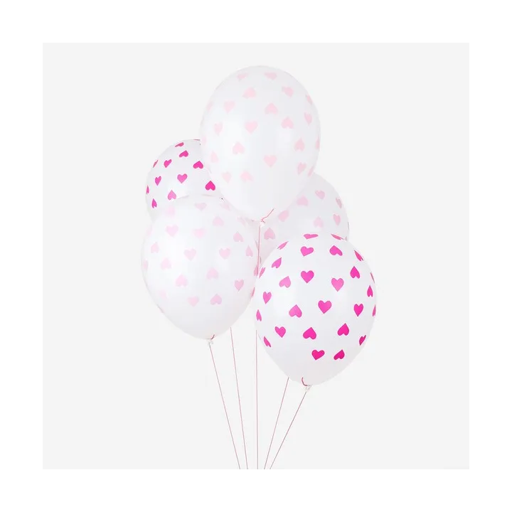Ballon mit Rosa Herzen, 5 Stück