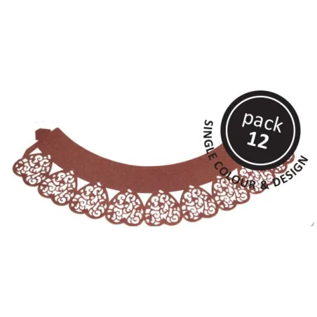 Cupcake Wrapper Coeur Marron, 12 pièces