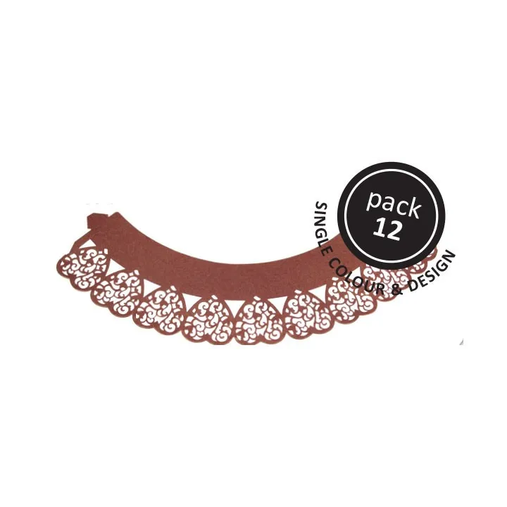 Cupcake Wrapper Coeur Marron, 12 pièces