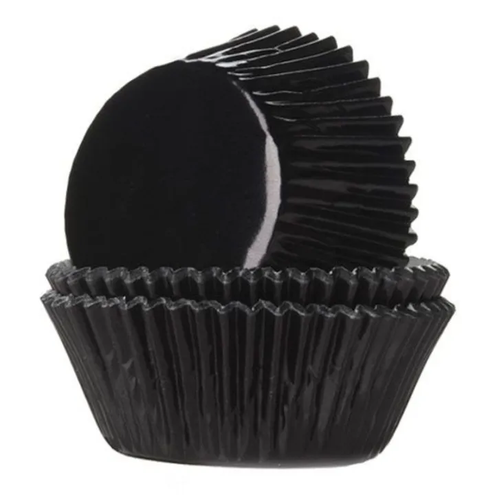 Stampi per cupcake nero metallizzato, 24 pezzi