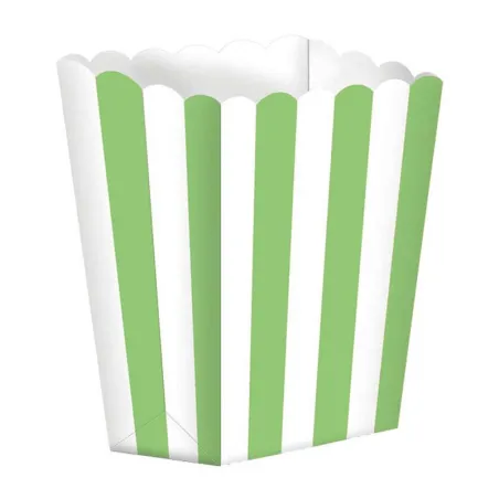 Popcorn Box grün-gestreift, 5 Stück