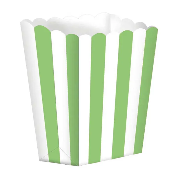 Boîte à pop-corn vert rayé, 5 pièces