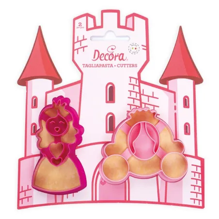 Embossing & cookie cutter set princess and carriage, 2 pieces