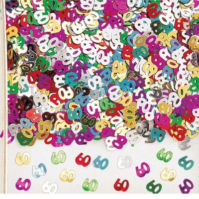 Konfetti Zahl 60 metallic bunt, 14 g