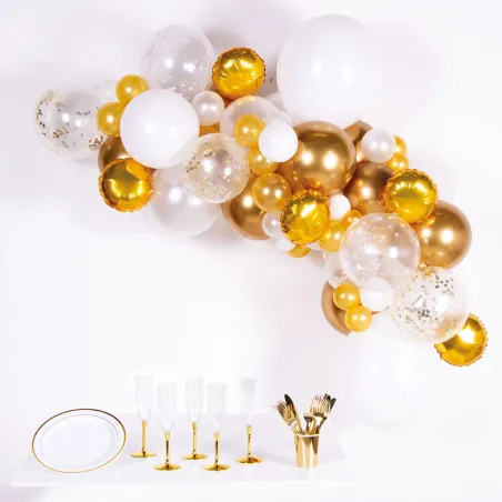 Ghirlanda di palloncini bianco/oro, 66 pezzi