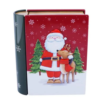 Buchdose Santa Claus mit Rentier, 118 x 100 x 38 mm