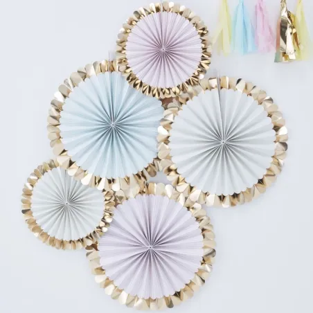 Paper rosettes Colorful, 5 pieces