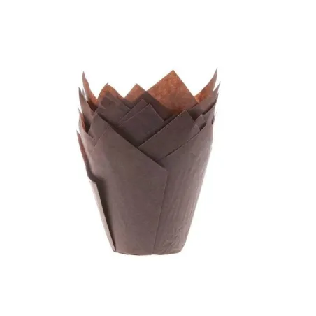 Cupcake molds tulips dark brown, 36 pieces