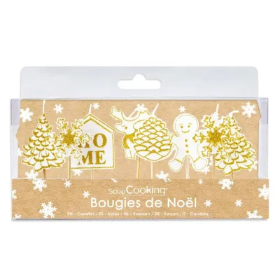 Candele di Natale bianche e oro, 8 pezzi