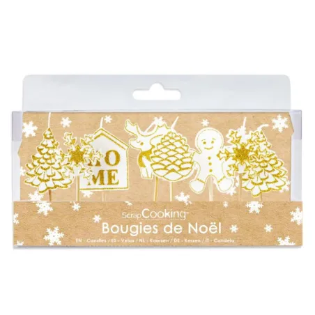 Candele di Natale bianche e oro, 8 pezzi