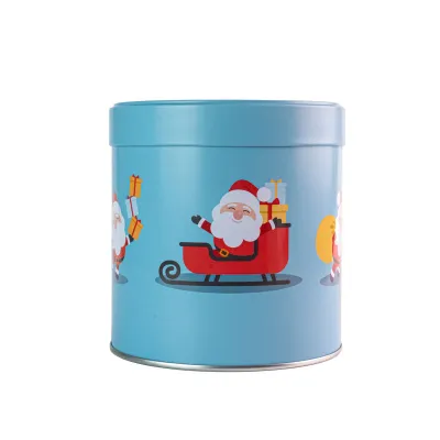 Santa & polar bear cookie tin Ø 117 x 120 mm