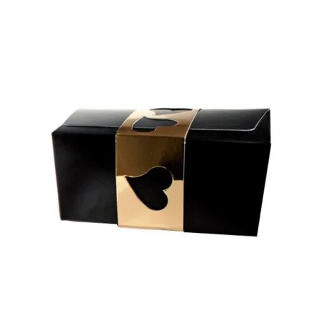 Boîte de chocolats noir et or 2 pièces pour cadeaux raffinés