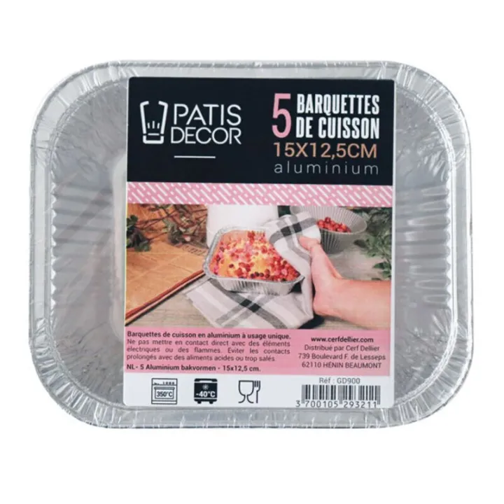 Moule à pâtisserie en aluminium 15 x 12,5 cm, 5 pièces