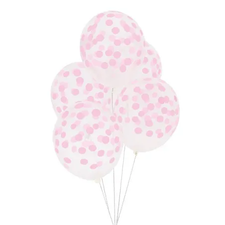 Balloon with pink dots, 5 pieces
