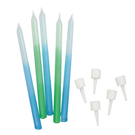 Candele blu e verdi, 12 pezzi