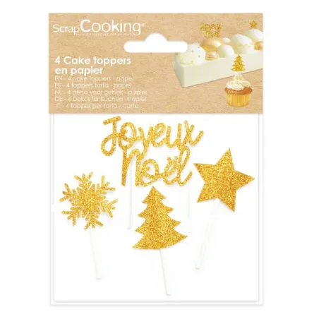 Cake topper Joyeux Noël, 4 pezzi