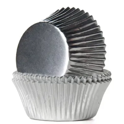 Cupcake Förmchen Silber Metallic, 24 Stück