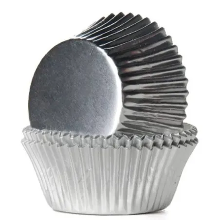Cupcake cases silver metallic, 24 pieces
