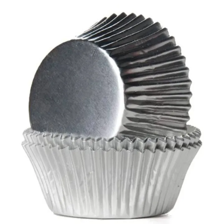 Moules à cupcakes argent métallisé, 24 pièces