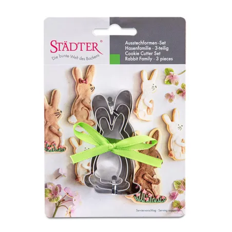 Cookie cutter bunny family, 3 pieces