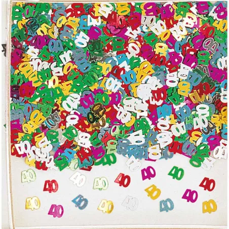 Confetti nombre 40 métallisé multicolore, 14 g