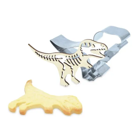Dinosaur cookie cutter with wooden embosser