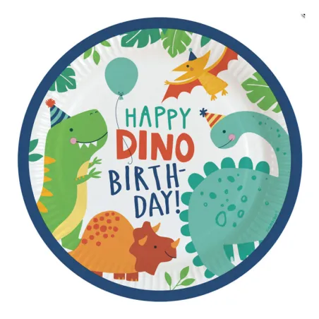 Paper plate dino Ø 23 cm, 8 pieces