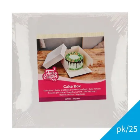 Scatola per torte bianca 25 x 25 x 15 cm, 25 pezzi.