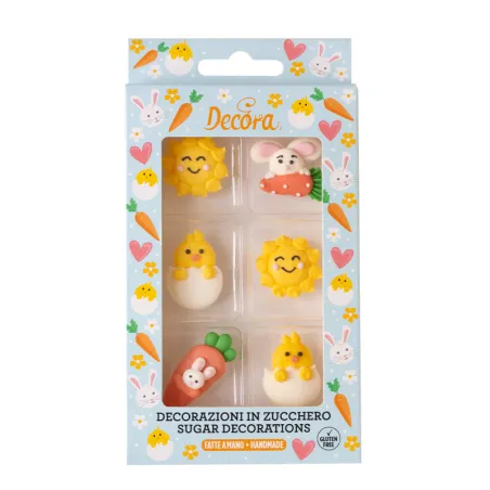 Happy Easter sugar decorations, 6 pieces