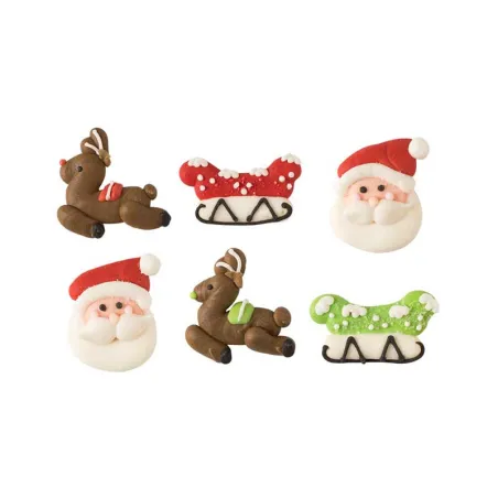 Santa Claus sugar decoration, 6 pieces