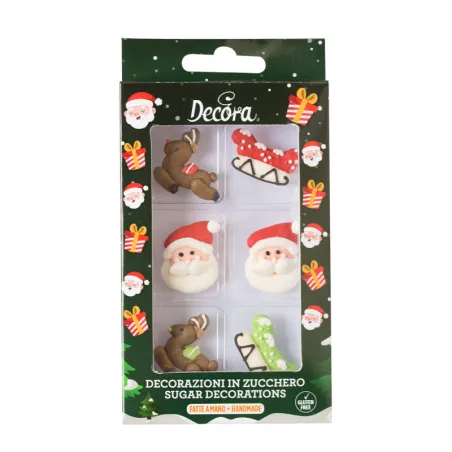Santa Claus sugar decoration, 6 pieces