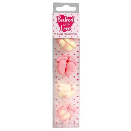 Sugar decoration baby pink, 13 pieces