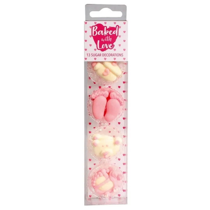 Sugar decoration baby pink, 13 pieces