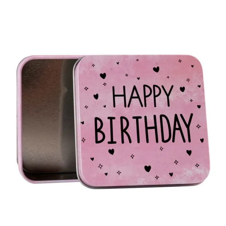 Happy Birthday gift tin, 87 x 87 x 40 mm
