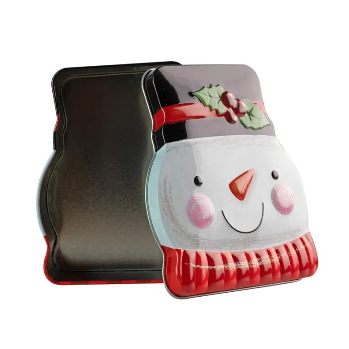 Cookie tin snowman face, 137 x 99 x 51 mm