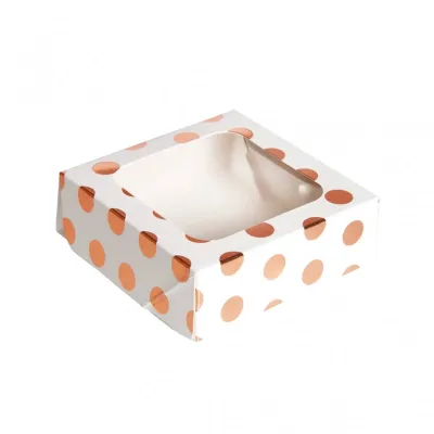 Scatole per torte con pois rosa e dorati, 3 pezzi