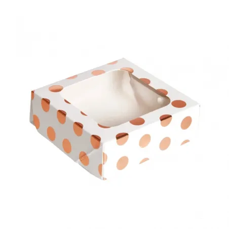 Scatole per torte con pois rosa e dorati, 3 pezzi