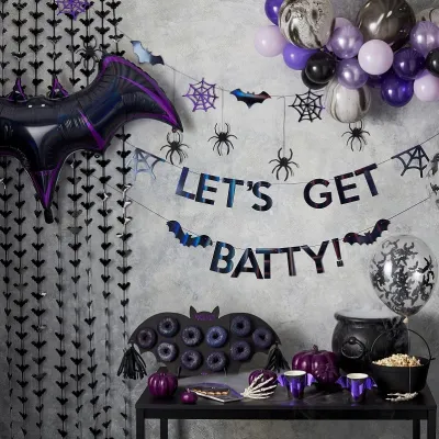 Tenda a frange con pipistrelli nera – Decorazione Halloween