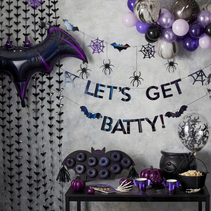 Tenda a frange con pipistrelli nera – Decorazione Halloween