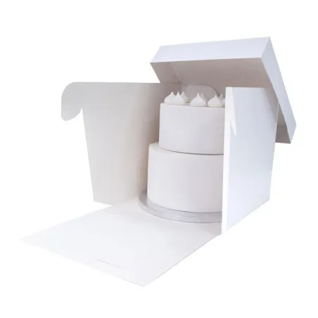 Cake box with window white and gold 19 x 19 x 8 cm