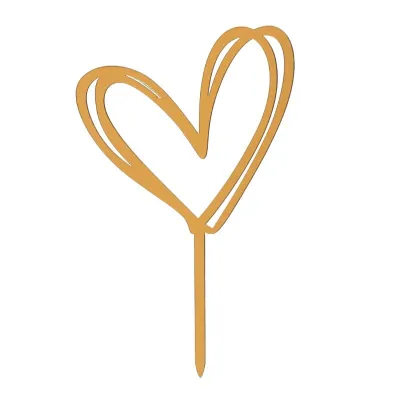 Cake Topper Herz Gold, 10 x 9.5 cm