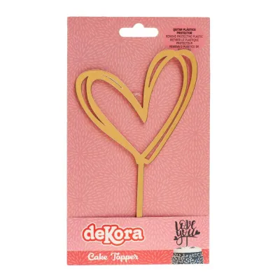 Cake Topper Cœur Or, 10 x 9.5 cm