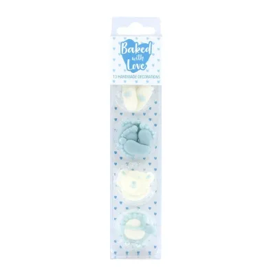 Decorazione di zucchero blu bambino, 13 pezzi