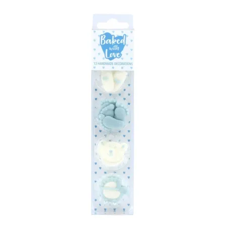 Decorazione di zucchero blu bambino, 13 pezzi