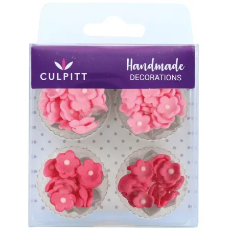 Décoration en sucre Mini fleurs tons roses, 100 pièces