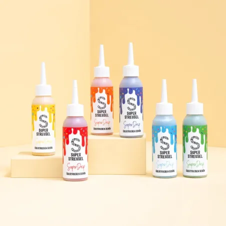 Super sprinkles drip cake icing rainbow set, 6 pieces